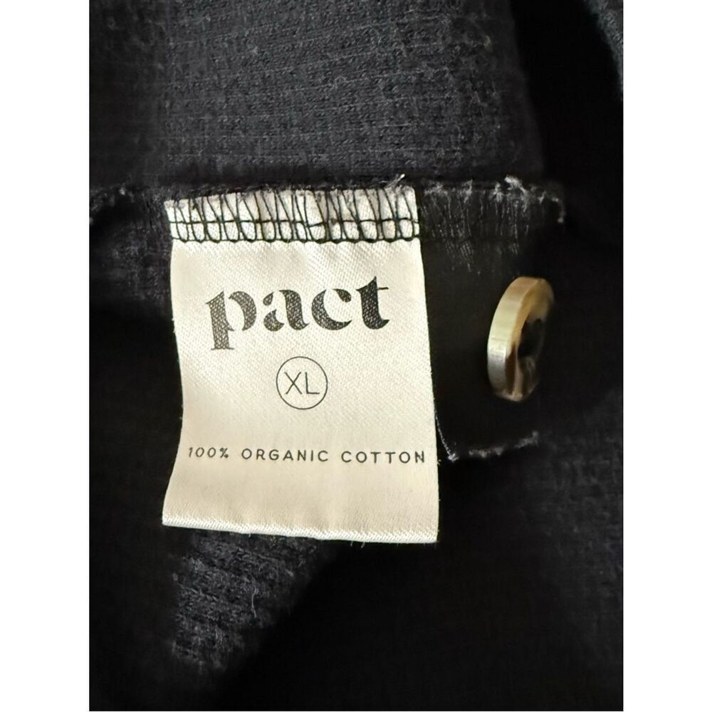 Pact Thermal Waffle Knit Henley Top Mens Sz XL Black Long Sleeve Organic Cotton - Picture 8 of 11